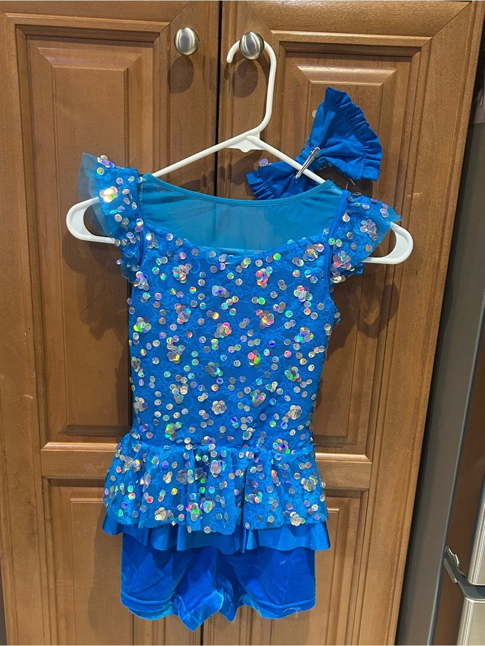 Weissman Costume- Blue Sparkles- Size MC w/bow